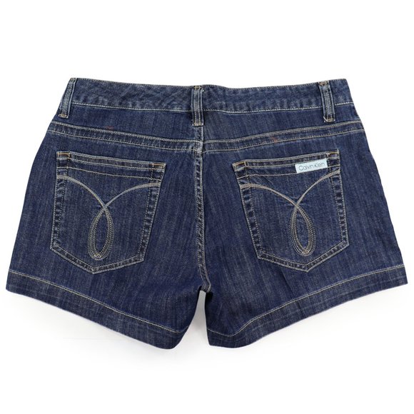Calvin Klein Jeans Women's Denim Shorts Patch Front Pockets Trouser Hems Size 12 - Picture 2 of 5